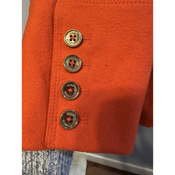 MK Michael Kors Women's Wool Blend Pea Coat Size 4 Full Lined orange Button - Picture 4 of 13